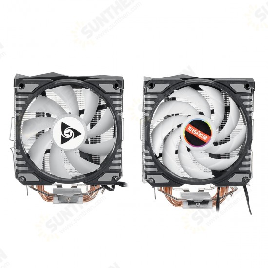 4 Heat Pipe RGB CPU Cooler 3/4 Pin For Intel Socket LGA 775/1150/1151/1155/1156/1200 AMD Socket