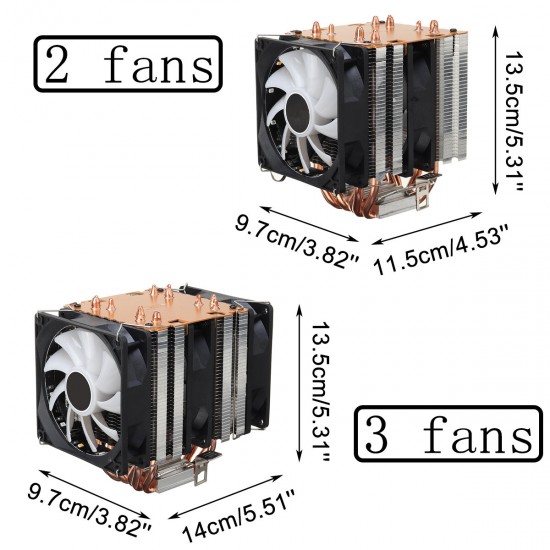 6 Copper Tube Ultra-Quiet Color CPU Cooling Fan Dual/Triple Fan