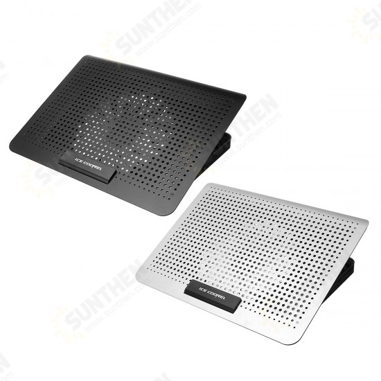 Aluminum Alloy Laptop Cooler Silver Black Adjustable Strong Wind Speed for Gaming & Office