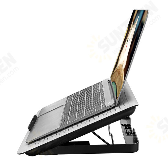 Aluminum Alloy Laptop Cooler Silver Black Adjustable Strong Wind Speed for Gaming & Office