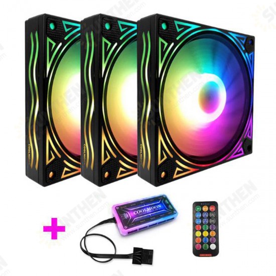 RGB Fan 12CM DC 12V Chassis Fan Desktop Computer Mute Symphony Color Changing Fan 8 Modes