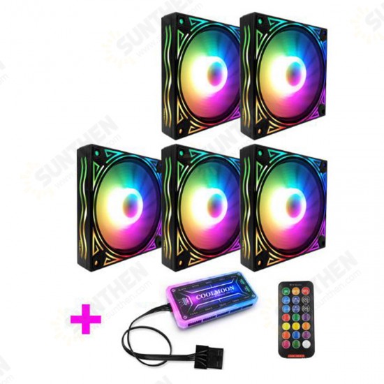 RGB Fan 12CM DC 12V Chassis Fan Desktop Computer Mute Symphony Color Changing Fan 8 Modes