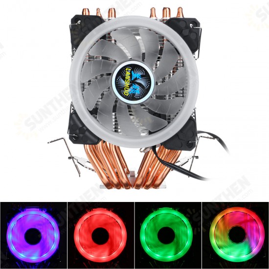 CPU Cooler LED RGB 6 Heatpipes 4 Pin Dual Fan For Intel 1156/1155/1151/775 AMD