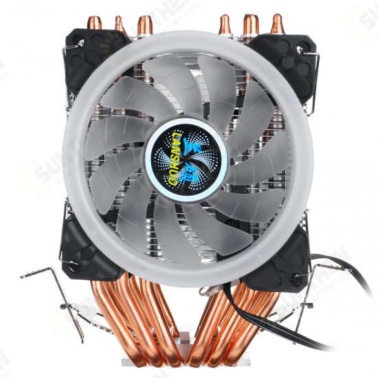 CPU Cooler LED RGB 6 Heatpipes 4 Pin Dual Fan For Intel 1156/1155/1151/775 AMD