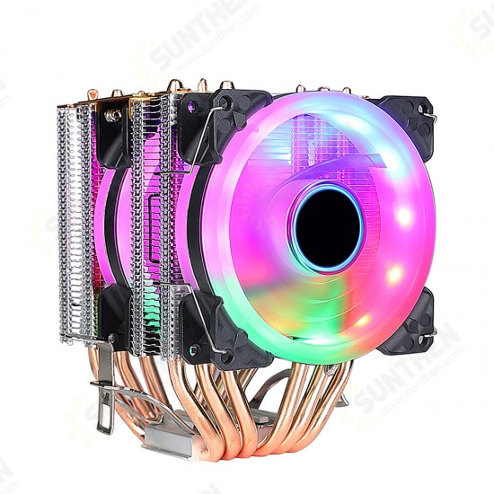 CPU Cooling Fan 1/2/3 Fans 3/4 Pin 6 Heat Pipes RGB/Without Light Silent Computer Case Cooler CPU Heatsink for Intel AMD CPU