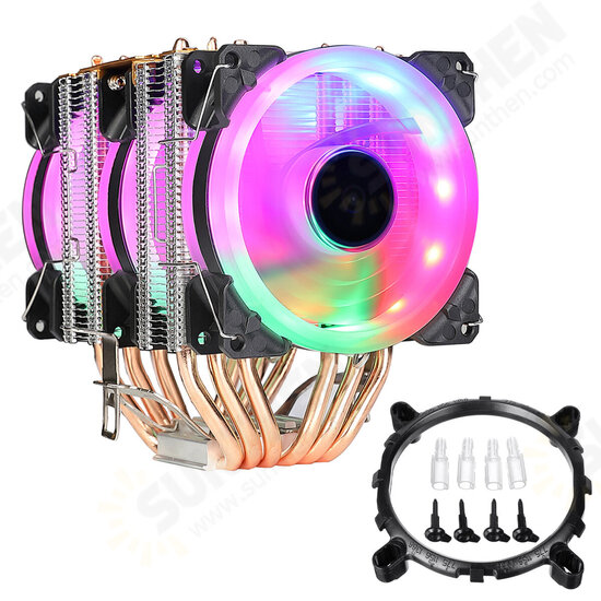 CPU Cooling Fan 1/2/3 Fans 3/4 Pin 6 Heat Pipes RGB/Without Light Silent Computer Case Cooler CPU Heatsink for Intel AMD CPU