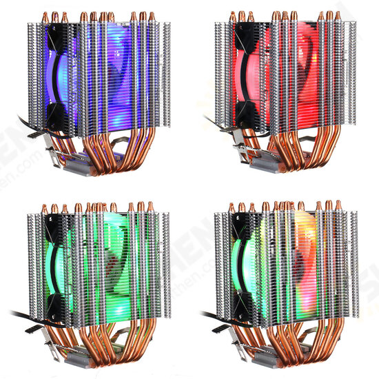 LED RGB CPU Cooler 6 Heatpipes 4Pin Cooling Fan for Intel 1155/1151/1150/775 AMD