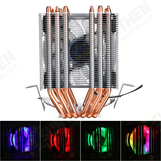 LED RGB CPU Cooler 6 Heatpipes 4Pin Cooling Fan for Intel 1155/1151/1150/775 AMD