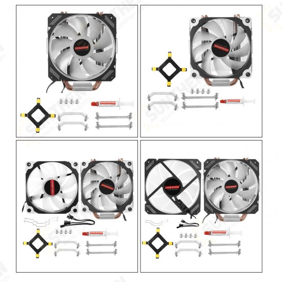 RGB 5 Copper Tube 4 Pin Single/Dual Fan CPU Cooler For Intel/AMD