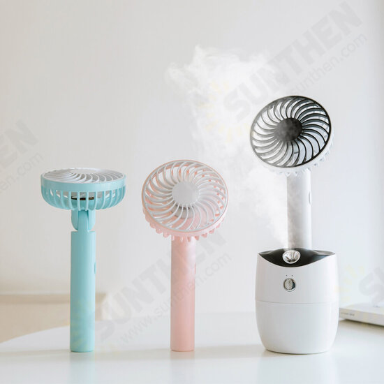 2 In 1 Rotating Spray Air Humidifier Fan USB Charging 3 Gears White Pink Blue