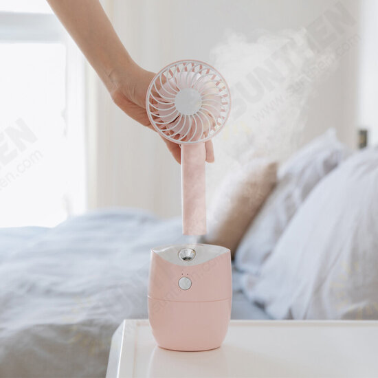 2 In 1 Rotating Spray Air Humidifier Fan USB Charging 3 Gears White Pink Blue