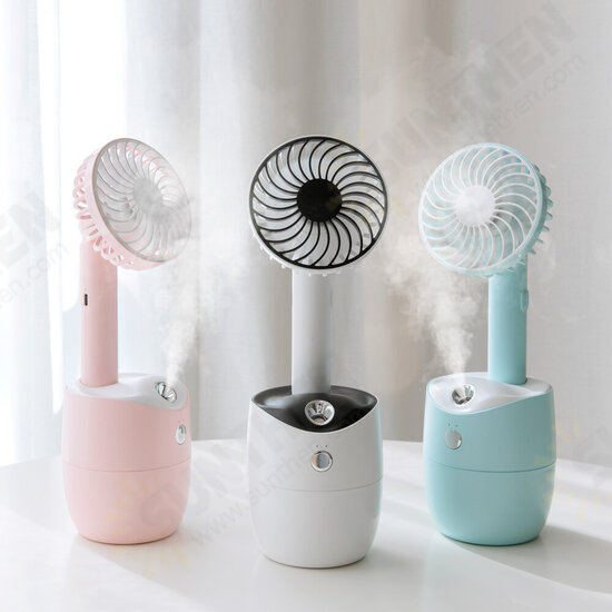 2 In 1 Rotating Spray Air Humidifier Fan USB Charging 3 Gears White Pink Blue