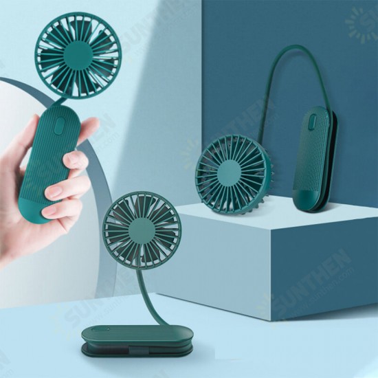 2000mAh USB Portable Fan Hanging Neck Fan Rechargeable Mini Sports Fans 3 Gears Adjustable Low Decibel Fan