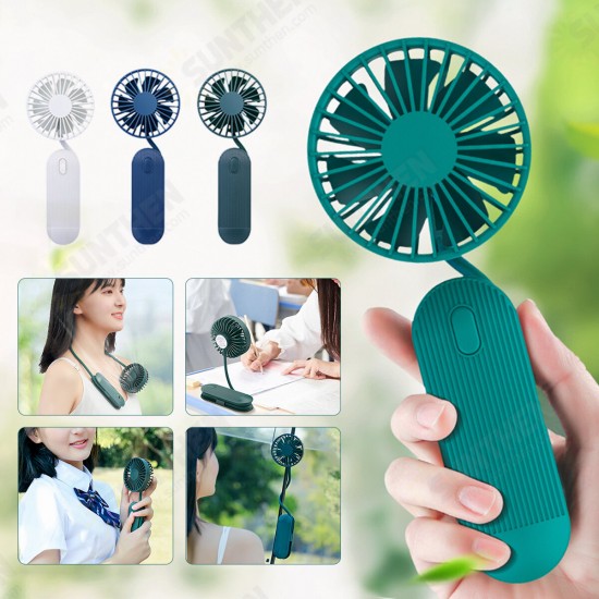 2000mAh USB Portable Fan Hanging Neck Fan Rechargeable Mini Sports Fans 3 Gears Adjustable Low Decibel Fan