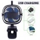 4 Speeds USB Rechargeable Mini Cooling Fan Clip On Desk Baby Stroller Portable