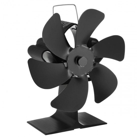 6 Blades Heat Powered Stove Fan Black Fireplace Log Wood Burner Eco-fan Quiet Home Fireplace Fan Efficient Heat Distribution