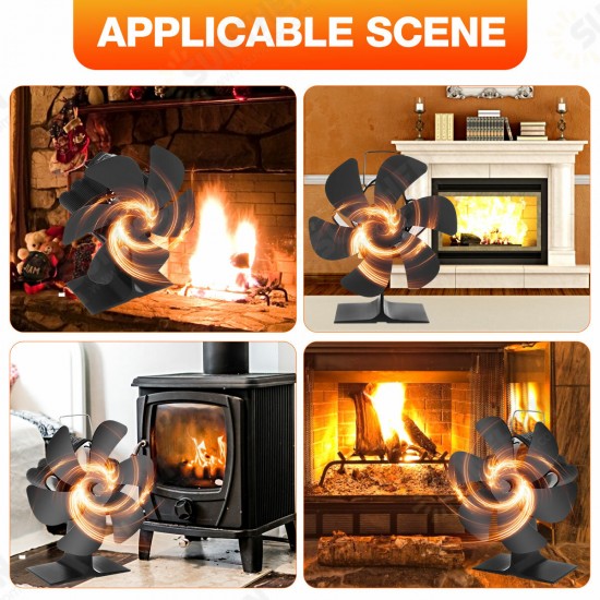6 Blades Heat Powered Stove Fan Black Fireplace Log Wood Burner Eco-fan Quiet Home Fireplace Fan Efficient Heat Distribution 6 Blades Heat Powered Stove Fan Black Fireplace Log Wood Burner Eco-fan Quiet Home Fireplace Fan Efficient Heat Distribution