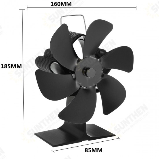 6 Blades Heat Powered Stove Fan Black Fireplace Log Wood Burner Eco-fan Quiet Home Fireplace Fan Efficient Heat Distribution 6 Blades Heat Powered Stove Fan Black Fireplace Log Wood Burner Eco-fan Quiet Home Fireplace Fan Efficient Heat Distribution