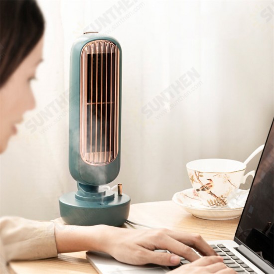 2 In 1 Mini Humidifier Fan USB Charging Silent Adjustable Portable Desktop Spray Cooling Fan