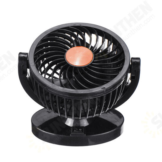 DC 12V/24V 360° All-Round Mini Auto Air Cooling Fan Adjustable Low Noise