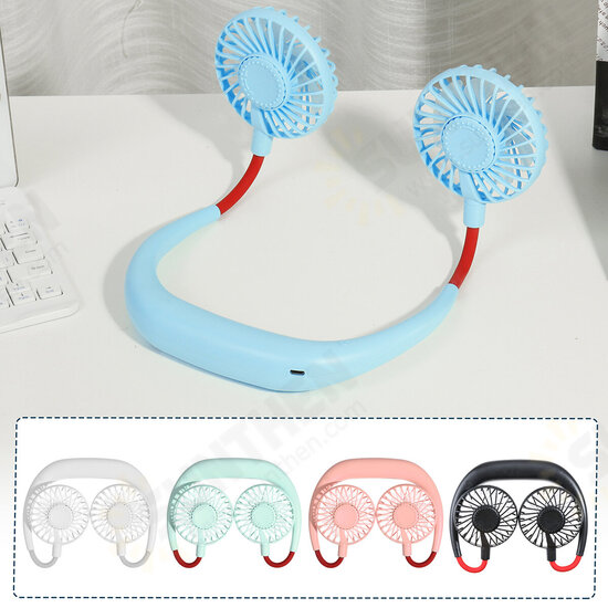 DC 5V 1A Neck Hanging Fan Dual Head Cooling Mini Fan USB Rechargeable Camping Travel DC 5V 1A Neck Hanging Fan Dual Head Cooling Mini Fan USB Rechargeable Camping Travel