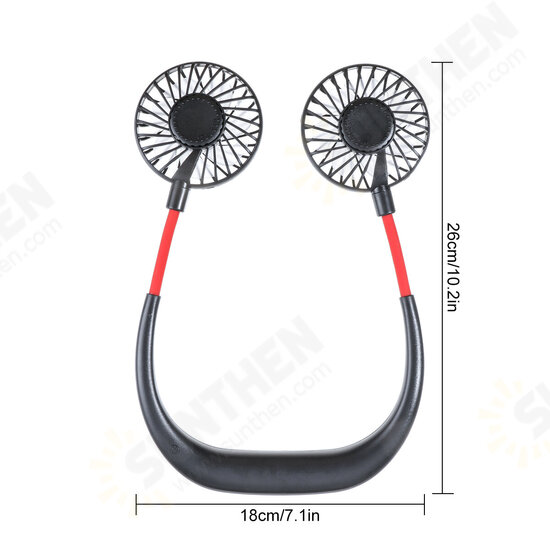 DC 5V 1A Neck Hanging Fan Dual Head Cooling Mini Fan USB Rechargeable Camping Travel DC 5V 1A Neck Hanging Fan Dual Head Cooling Mini Fan USB Rechargeable Camping Travel
