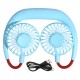 DC 5V 1A Neck Hanging Fan Dual Head Cooling Mini Fan USB Rechargeable Camping Travel