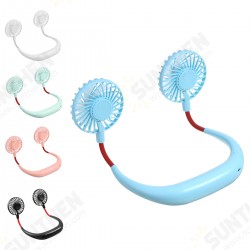 DC 5V 1A Neck Hanging Fan Dual Head Cooling Mini Fan USB Rechargeable Camping Travel
