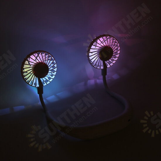 DC 5V 1A Neck Hanging Fan Dual Head Cooling Mini Fan USB Rechargeable Camping Travel DC 5V 1A Neck Hanging Fan Dual Head Cooling Mini Fan USB Rechargeable Camping Travel