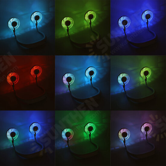 DC 5V 1A Neck Hanging Fan Dual Head Cooling Mini Fan USB Rechargeable Camping Travel DC 5V 1A Neck Hanging Fan Dual Head Cooling Mini Fan USB Rechargeable Camping Travel