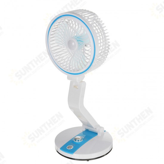 Foldable Mini Desktop Fan USB Rechargeable Fan Low Noise 2 Gear LED Adjustment