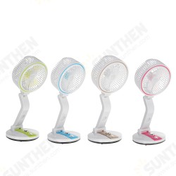 Foldable Mini Desktop Fan USB Rechargeable Fan Low Noise 2 Gear LED Adjustment