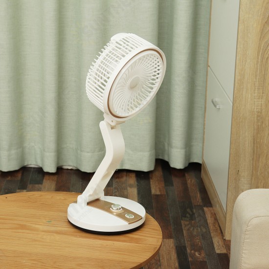 Foldable Mini Desktop Fan USB Rechargeable Fan Low Noise 2 Gear LED Adjustment