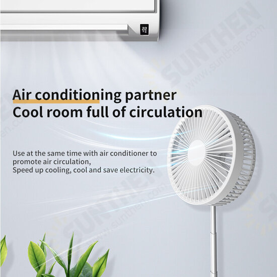 Folding Fan USB Desktop Fan with Remote Control 8 inches Pedestal Fan 3 Wind Mode 4 Gear Wind Speed 7200mAh Battery 7 Large Blades Adjustable Height for Home Bedroom Livingroom Office Outdoor