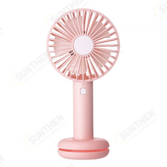 HF-202 Portable Desktop Handheld Doughnut Design Base LED Night Fan