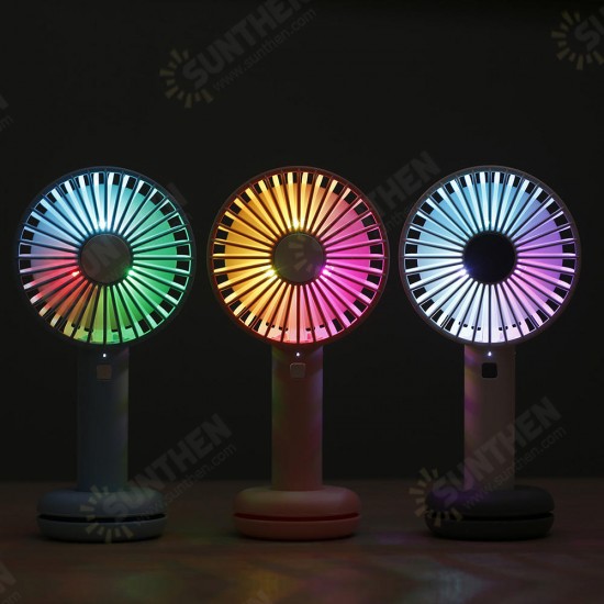 HF-202 Portable Desktop Handheld Doughnut Design Base LED Night Fan