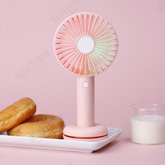 HF-202 Portable Desktop Handheld Doughnut Design Base LED Night Fan HF-202 Portable Desktop Handheld Doughnut Design Base LED Night Fan