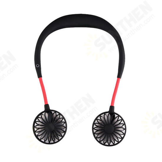 5V Portable Mini Hanging Neck Fan USB Rechargeable 3 Cooling Wind Modes 2000mAh