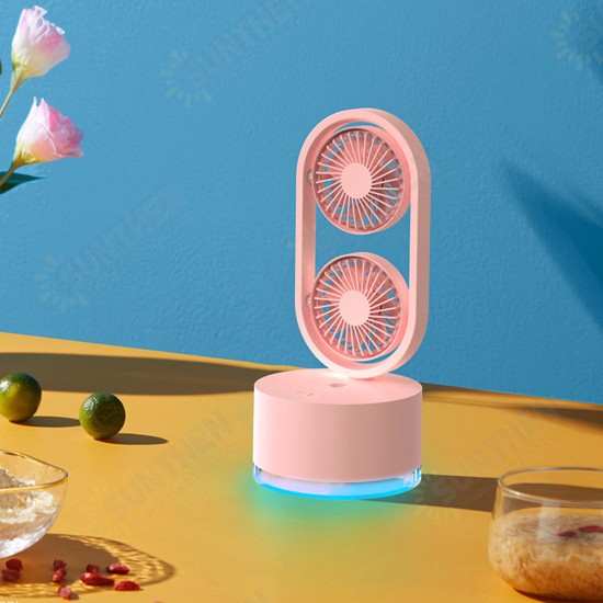 Mini Dual Head Fan 3 Speeds USB Rechargeable Air Condition Fan 400ml Water Tank Spray Humidification Mini Dual Head Fan 3 Speeds USB Rechargeable Air Condition Fan 400ml Water Tank Spray Humidification