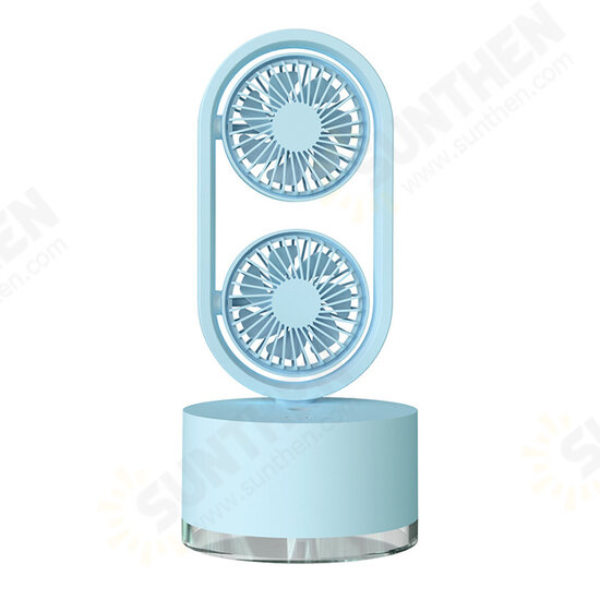 Mini Dual Head Fan 3 Speeds USB Rechargeable Air Condition Fan 400ml Water Tank Spray Humidification