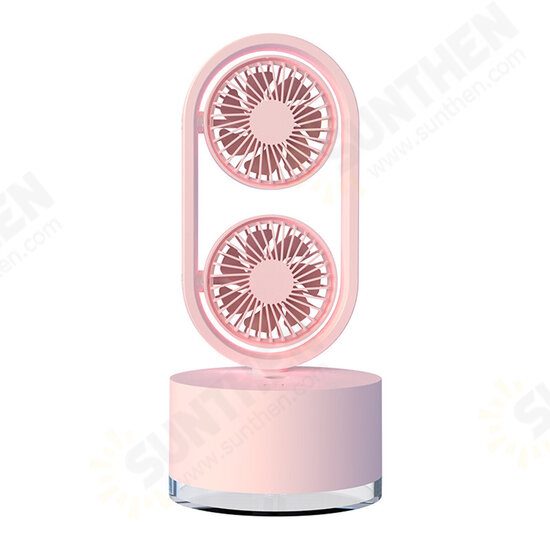 Mini Dual Head Fan 3 Speeds USB Rechargeable Air Condition Fan 400ml Water Tank Spray Humidification