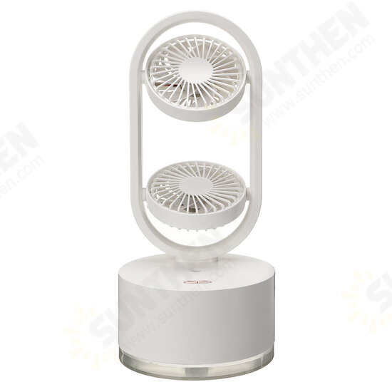 Mini Dual Head Fan 3 Speeds USB Rechargeable Air Condition Fan 400ml Water Tank Spray Humidification