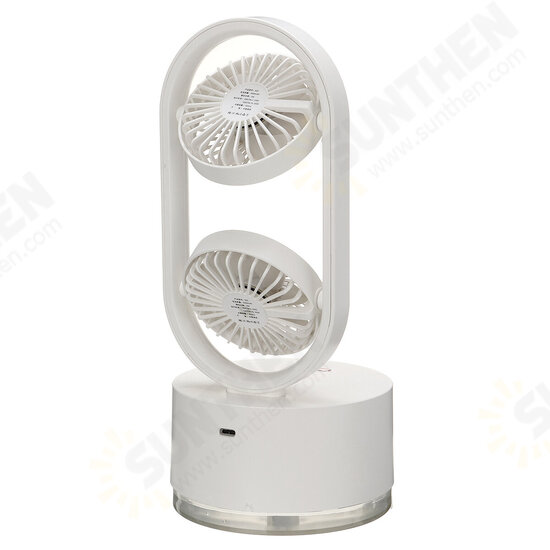 Mini Dual Head Fan 3 Speeds USB Rechargeable Air Condition Fan 400ml Water Tank Spray Humidification Mini Dual Head Fan 3 Speeds USB Rechargeable Air Condition Fan 400ml Water Tank Spray Humidification
