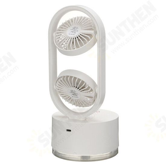 Mini Dual Head Fan 3 Speeds USB Rechargeable Air Condition Fan 400ml Water Tank Spray Humidification