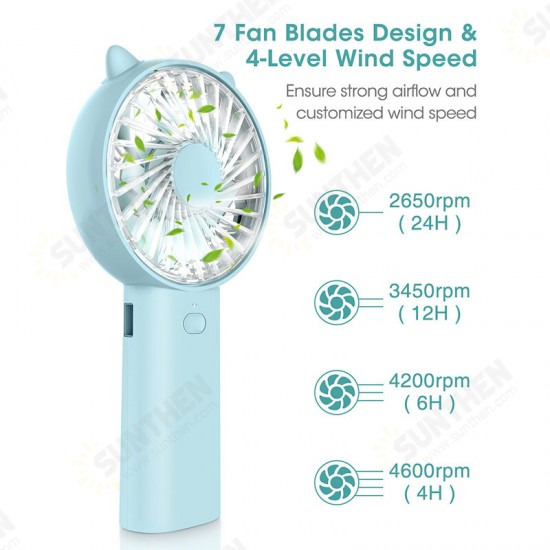 Mini USB Fan Small Standing Fan 4 Speeds 4000mAh Rechargeable Battery Powe Bank