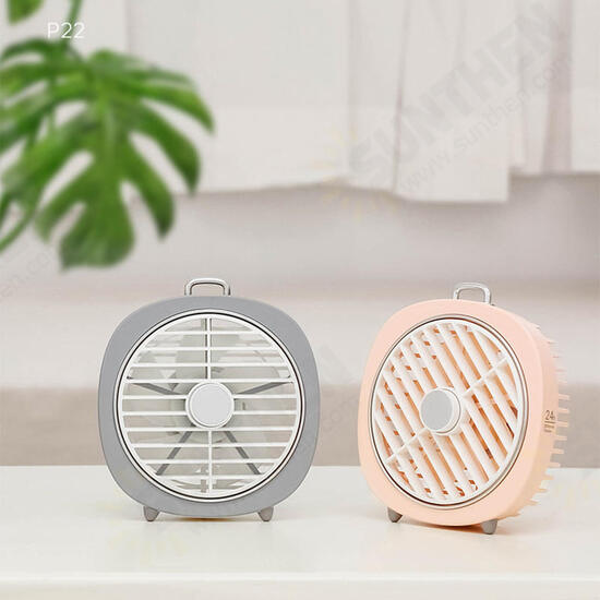 P22 USB Charging Fan Retro Night Light Fan Office Mute Desktop Rotating Wind Shield