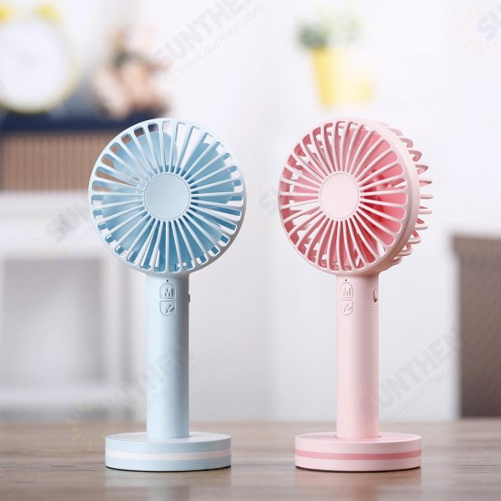 Portable Creative Macaron Design USB Rechargeable 2 Modes Desktop Handheld Fan with Mirror Base