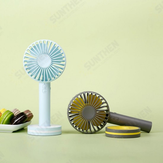 Portable Creative Macaron Design USB Rechargeable 2 Modes Desktop Handheld Fan with Mirror Base