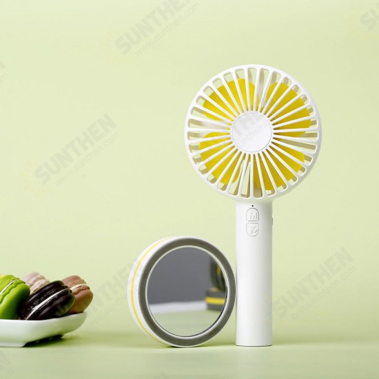 Portable Creative Macaron Design USB Rechargeable 2 Modes Desktop Handheld Fan with Mirror Base