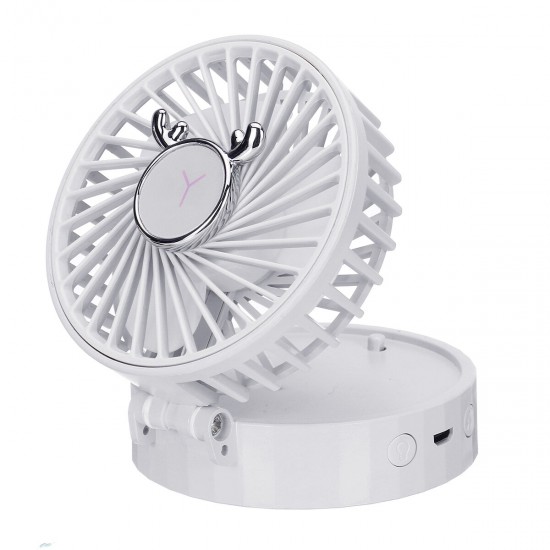 Portable Mini Fan LED Light Lamp Handheld Cooler Makeup Mirror USB